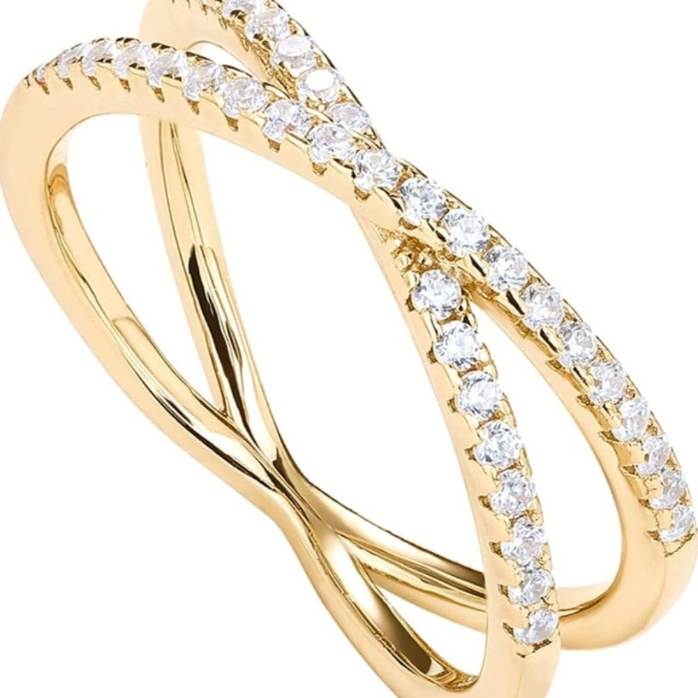 14k gold plated X style ring